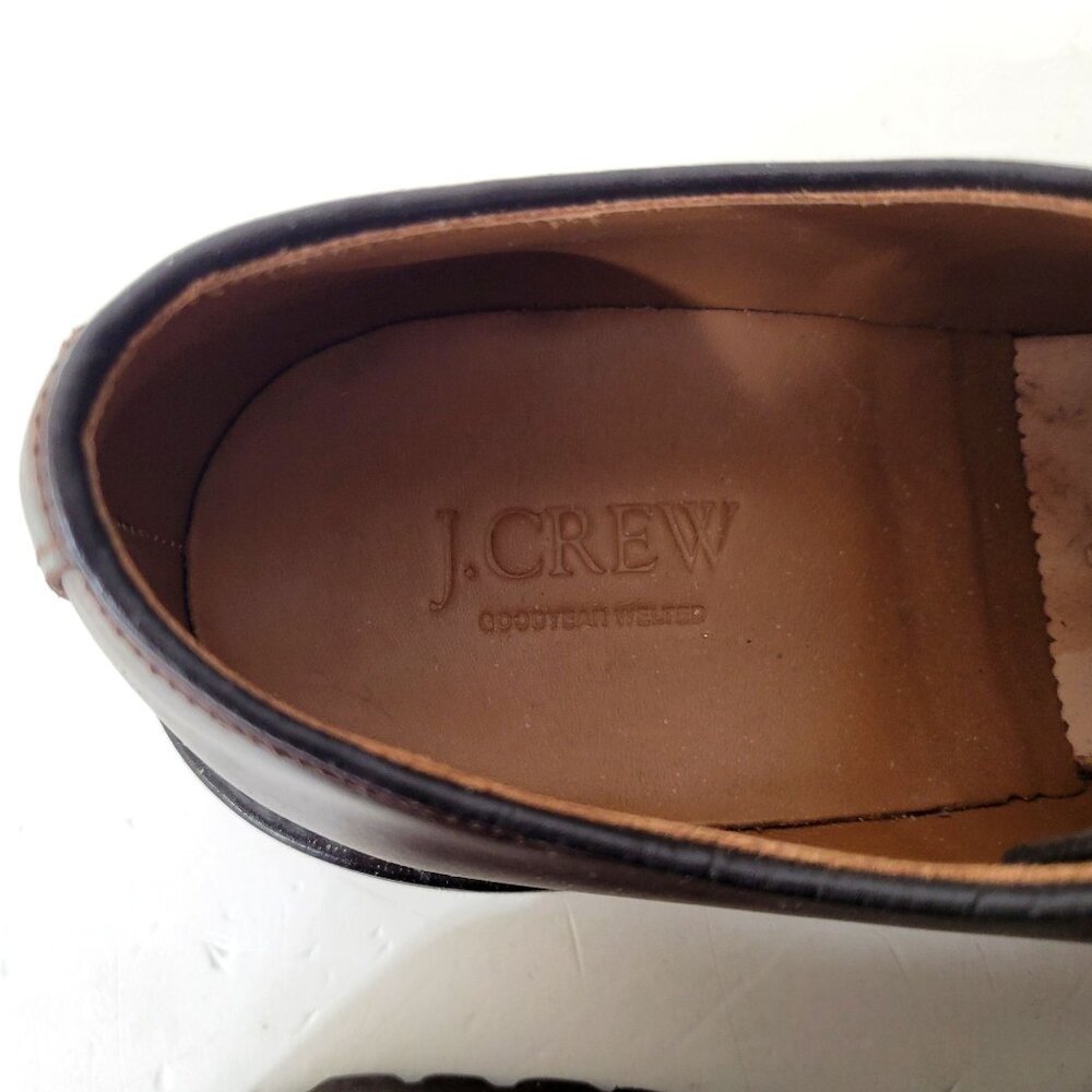 J.Crew Men's Brown Leather Derby Shoes With Vibram Soles Size 9 - Picture 8 of 10